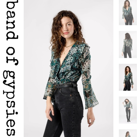 BONNIE EMERALD FLORAL LONG SLEEVE BODYSUIT - Picture 4 of 4